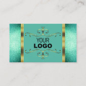 Eleganter Aquamariner Glitzer Gold Border Verziert Visitenkarte (Vorderseite)