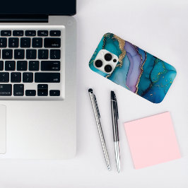 Eleganter Aquamariner Glitzer Marble iPhone 15 Pro Case-Mate iPhone Hülle