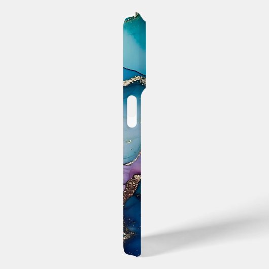 Eleganter Aquamariner Glitzer Marble iPhone 15 Pro Case-Mate iPhone Hülle (Rückseite / Rechts)