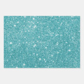 Eleganter Aquamariner Glitzer Silhouette Geschenkpapier Set (Vorderseite 2)