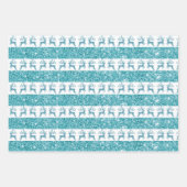 Eleganter Aquamariner Glitzer Silhouette Geschenkpapier Set (Vorderseite)