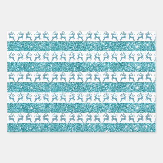 Eleganter Aquamariner Glitzer Silhouette Geschenkpapier Set (Vorderseite)