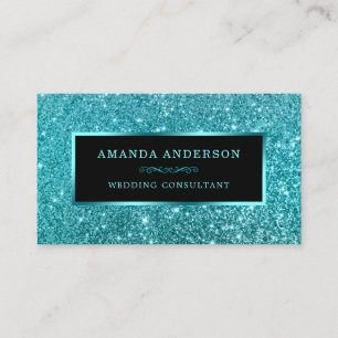 Eleganter Aquamariner Glitzer Sparkle Business Car Visitenkarte