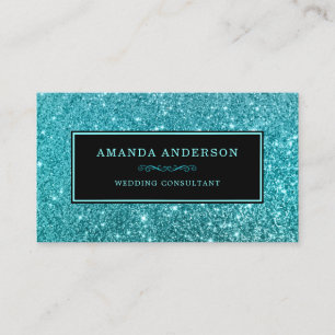 Eleganter Aquamariner Glitzer Sparkle Business Car Visitenkarte