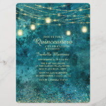 Eleganter Aquamariner Glitzer String Light Quinceñ