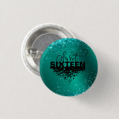 Eleganter Aquamariner Glitzer Sweet 16 Birthday Bu Button (Vorne & Hinten)