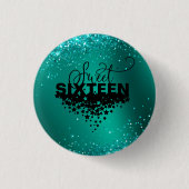 Eleganter Aquamariner Glitzer Sweet 16 Birthday Bu Button (Vorderseite)