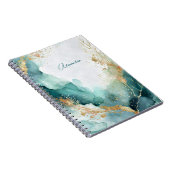 Eleganter Aquamariner Gold Abstrakt Watercolor Ind Notizblock (Rechte Seite)