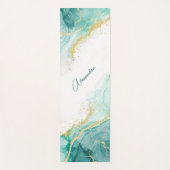 Eleganter Aquamariner Gold Abstrakt Watercolor Ind Yogamatte (Vorderseite)