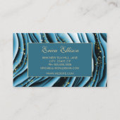 Eleganter Aquamariner Gold Alcohol Tinte Hochzeits Visitenkarte (Rückseite)