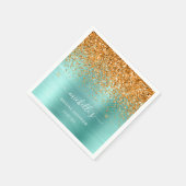 Eleganter Aquamariner Gold Glitzer Weißer Sparkle  Serviette (Ecke)