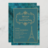 Eleganter Aquamariner Goldschmiedeturm Sweet 16 Einladung (Vorne/Hinten)