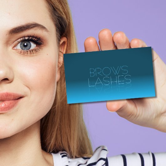 Eleganter Aquamariner Gradient Chic Mirror Schrift Visitenkarte