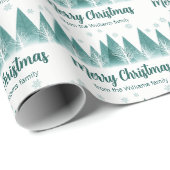 Eleganter Aquamariner Grünwald Custom Frohe Weihna Geschenkpapier (Rolleneckpunkt)