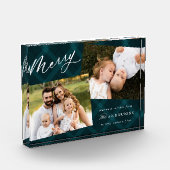 Eleganter Aquamariner Karierter Feiertag Fotoblock (Links)