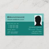 Eleganter Aquamariner klassischer Chic mit Monogra Visitenkarte (Rückseite)