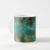 Eleganter Aquamariner Kupfer Abstrakt Chic Kaffeetasse (Vorderseite Links)