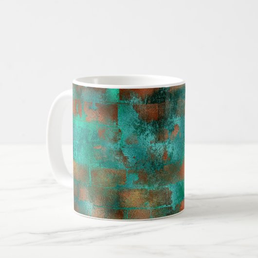 Eleganter Aquamariner Kupfer Abstrakt Chic Kaffeetasse (Vorderseite Links)