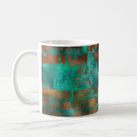 Eleganter Aquamariner Kupfer Abstrakt Chic Kaffeetasse (Links)