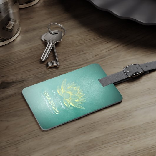 Eleganter Aquamariner Lotus YOGA Meditation Instru Gepäckanhänger