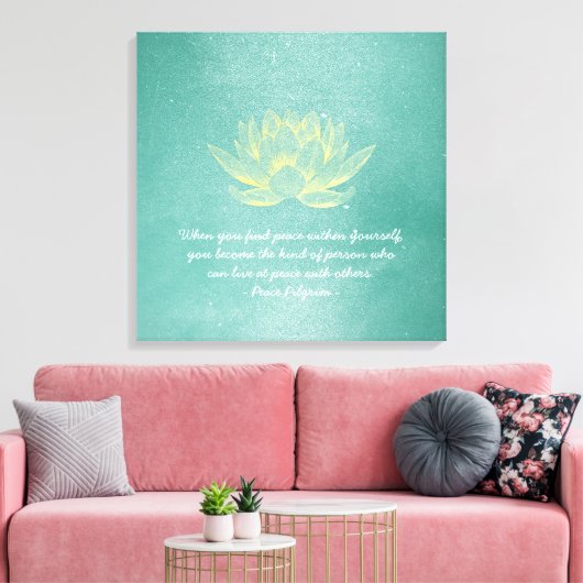 Eleganter Aquamariner Lotus YOGA Meditation Instru Leinwanddruck (Insitu (Wohnzimmer))