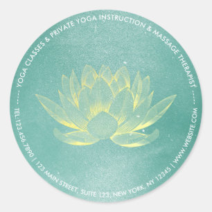 Eleganter Aquamariner Lotus YOGA Meditation Instru Runder Aufkleber