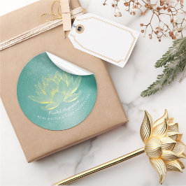 Eleganter Aquamariner Lotus YOGA Meditation Instru Runder Aufkleber