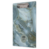 Eleganter Aquamariner Marmoreffekt Individualisier Klemmbrett (Links)