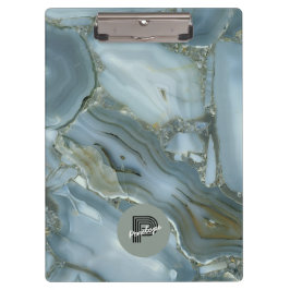Eleganter Aquamariner Marmoreffekt Individualisier Klemmbrett
