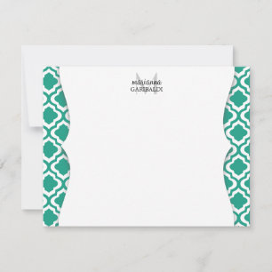 Eleganter aquamariner Marokkaner Quatrefoil Mitteilungskarte