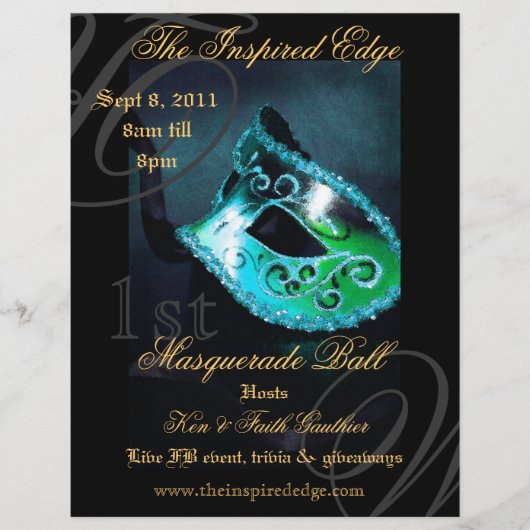 Eleganter Aquamariner Masquerade Ball Party Event  Flyer (Vorne)