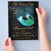 Eleganter Aquamariner Masquerade Ball Party Event  Flyer (Hand)