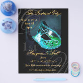 Eleganter Aquamariner Masquerade Ball Party Event Flyer (Einzeln)