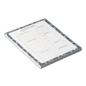Eleganter Aquamariner Navy Blue Foliage Daily Plan Notizblock (angewinkelt)
