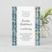 Eleganter aquamariner Paisley-Druck Geburtstagspar Einladung (Stehend Vorderseite)