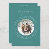 Eleganter aquamariner pastellblauer Foto Kranz Feiertagskarte (Vorne/Hinten)