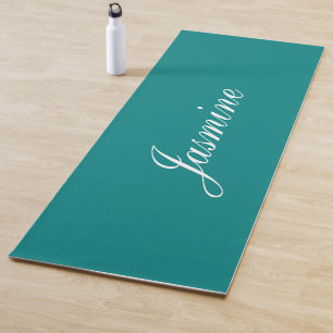 Eleganter Aquamariner Personalisierter Name Yoga M Yogamatte