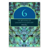 Eleganter Aquamariner Pfauenfedertisch Tischnummer (Rückseite)