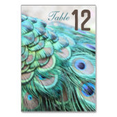 Eleganter Aquamariner Pfauenfedertisch Tischnummer (Vorderseite)