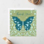 Eleganter Aquamariner Schmetterling mit Aqua Vines Mitteilungskarte (Vorderseite/Rückseite Beispiel)