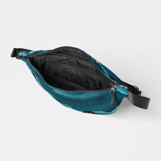 Eleganter Aquamariner Silberner Glitzer Marmorbäum Bauchtasche (Offen)