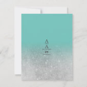 Eleganter, aquamariner silberner Glitzer Ober Hoch Einladung (Rückseite)