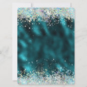 Eleganter Aquamariner Silberner Glitzer Quinceañer Einladung (Rückseite)