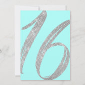 Eleganter Aquamariner Silver Sequin Glitzer Sweet  Einladung (Rückseite)