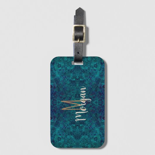 Eleganter Aquamariner türkisfarbener Edelstein Per Gepäckanhänger (Vorderseite Vertikal)