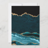 Eleganter Aquamariner und Gold Glitzer Agate 60. G Einladung (Rückseite)