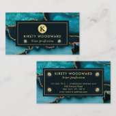 Eleganter Aquamariner und Gold-Glitzer Visitenkarte (Vorne/Hinten)