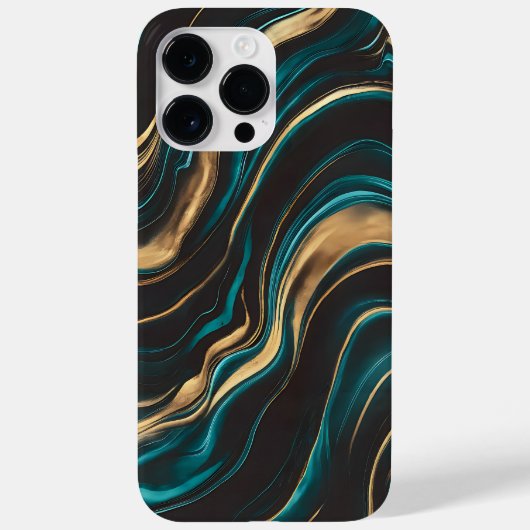 Eleganter Aquamariner und goldener Abstrakter Flus Case-Mate iPhone Hülle (Rückseite)