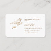 Eleganter Aquamariner und goldgelber Vogel Visitenkarte (Rückseite)