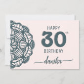 Eleganter Aquamariner und rosa Mandala Geburtstag Karte (Vorderseite)